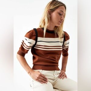 Bohme Brown and Cream Striped Blouse